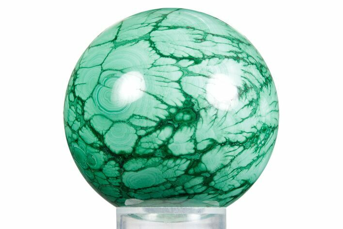 Flowery Polished Malachite Sphere - DR Congo #348893